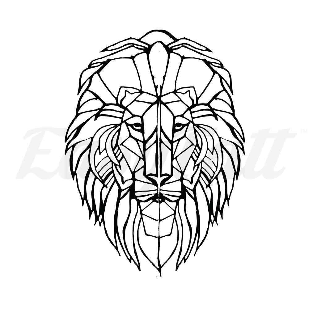 1000x1000 Black Geometric Lion - Geometric Lion Drawing