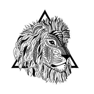 400x400 Geometric Lion - Geometric Lion Drawing