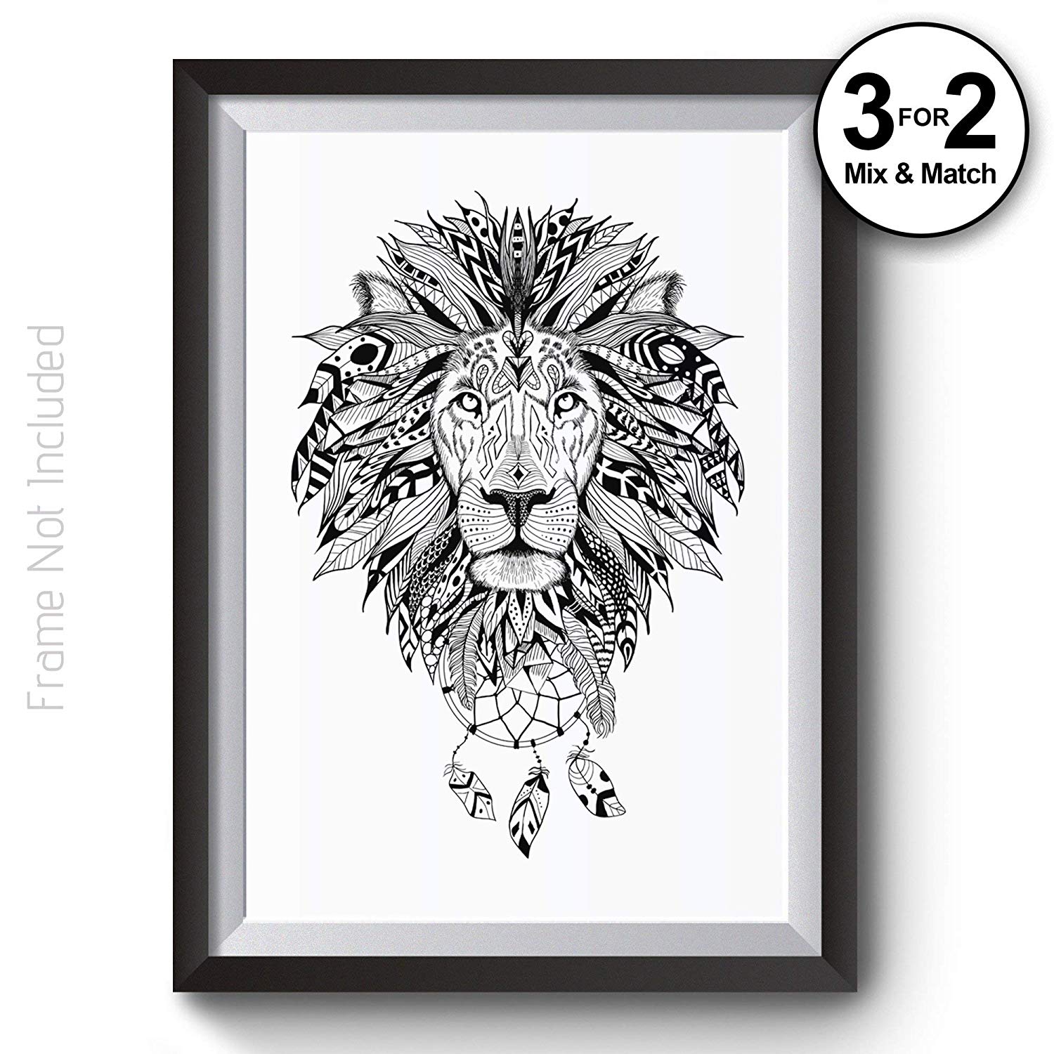 1500x1500 Geometric Lion Cotton Art Print - Geometric Lion Drawing