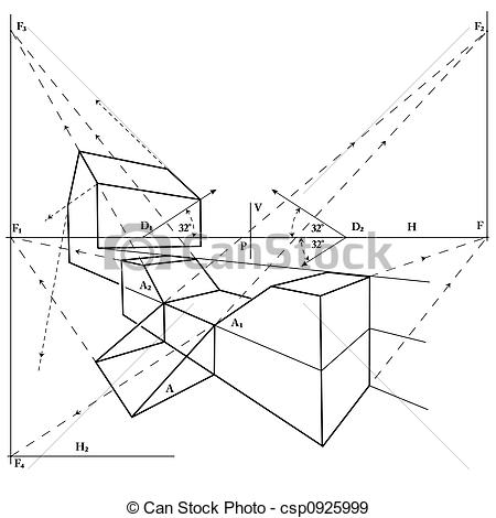 450x470 geometrical drawing with a simple perspective object - Geometrical Drawing
