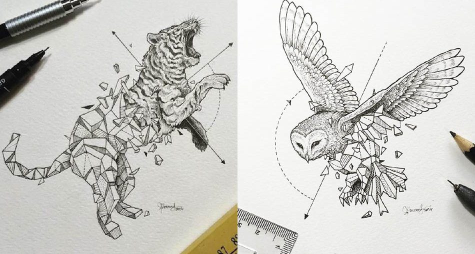 950x508 intricate and geometrical drawings of wild animals - Geometrical Drawing