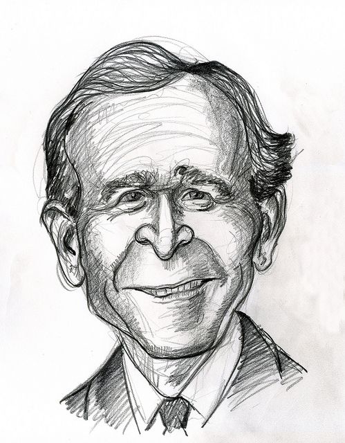 499x640 george w bush presidents caricature, celebrity caricatures - George Bush Drawing