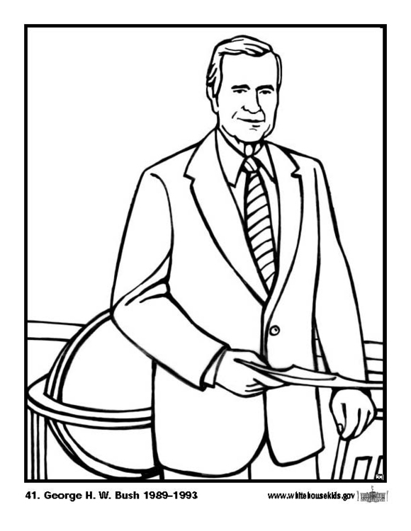 580x750 Coloring - George Bush Drawing