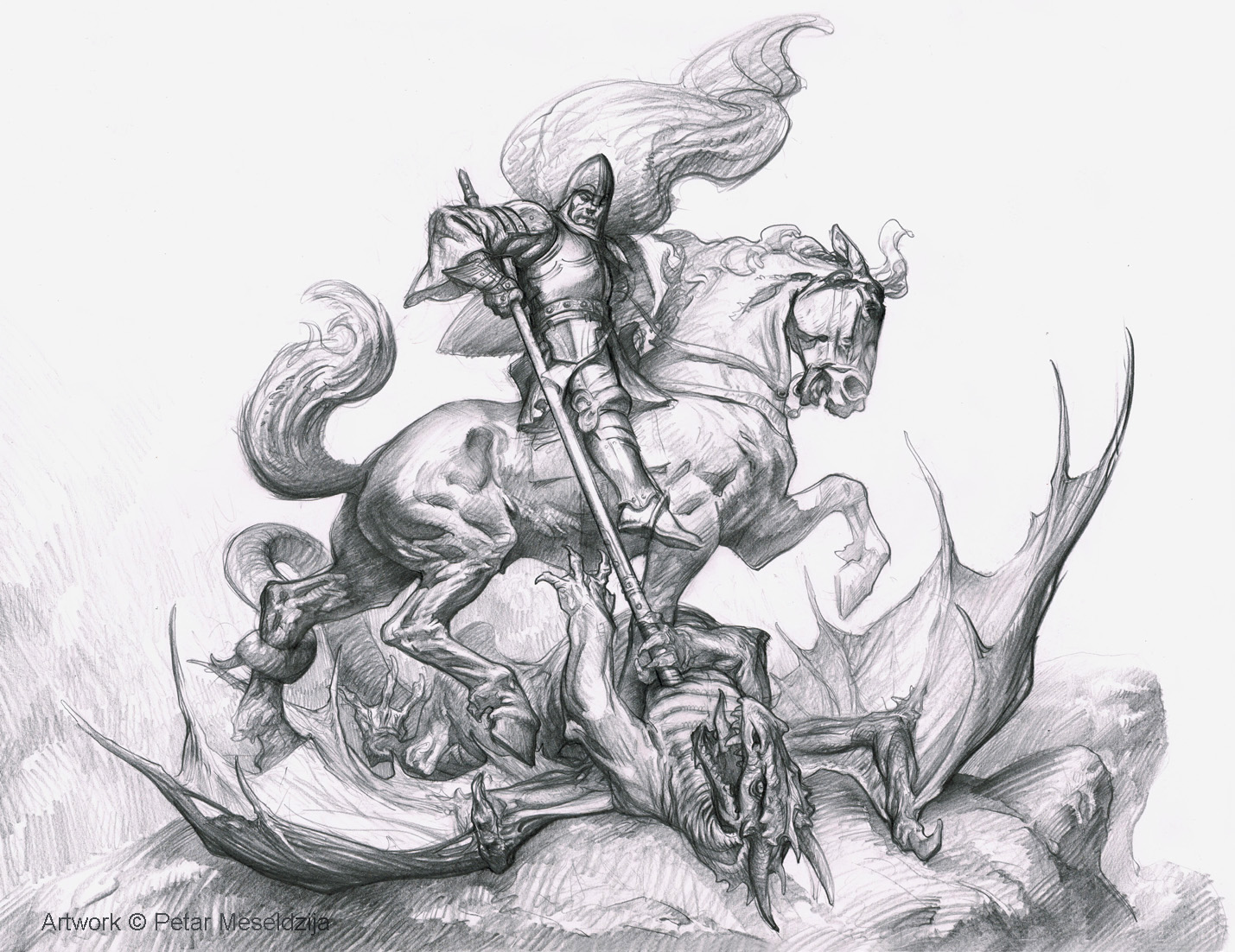 1429x1102 Petar Art St George Drawing - George Drawing