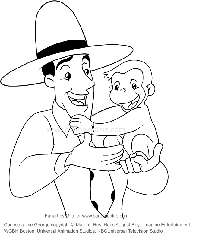 660x779 Drawing George And The Man With The Yellow Hat - George Drawing