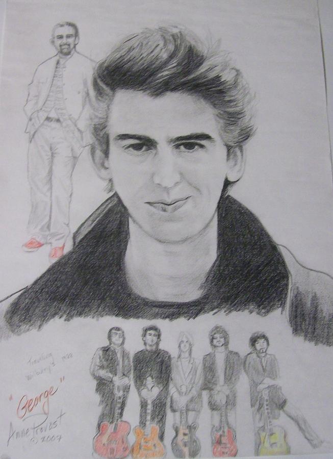 653x900 george harrison traveling wilburys drawing - George Harrison Drawing