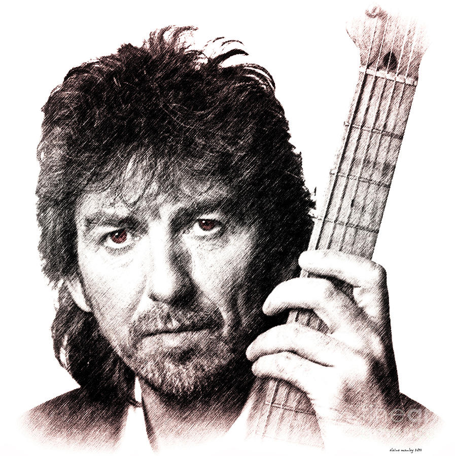 897x900 george harrison mixed media - George Harrison Drawing