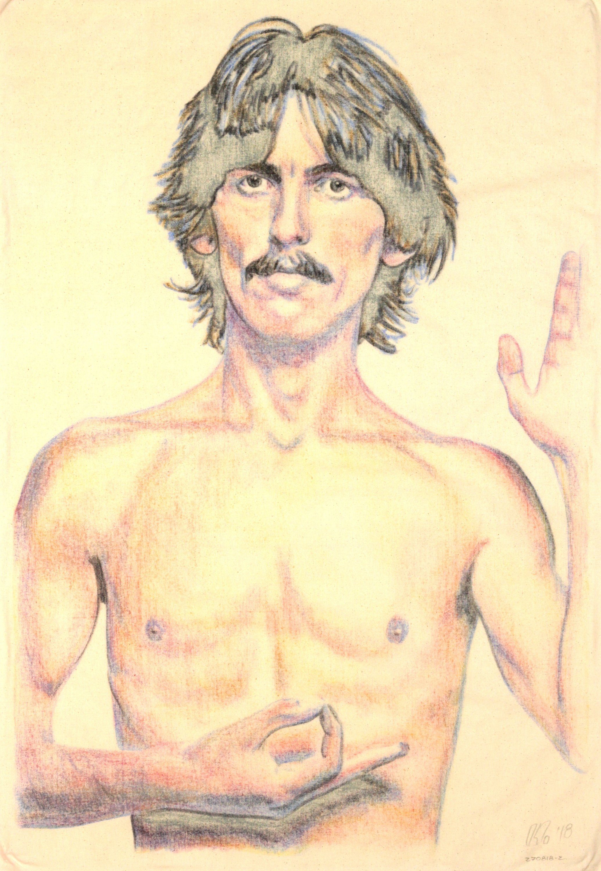 2068x3000 george harrison hand drawn charcoal and pastel on calico etsy - George Harrison Drawing