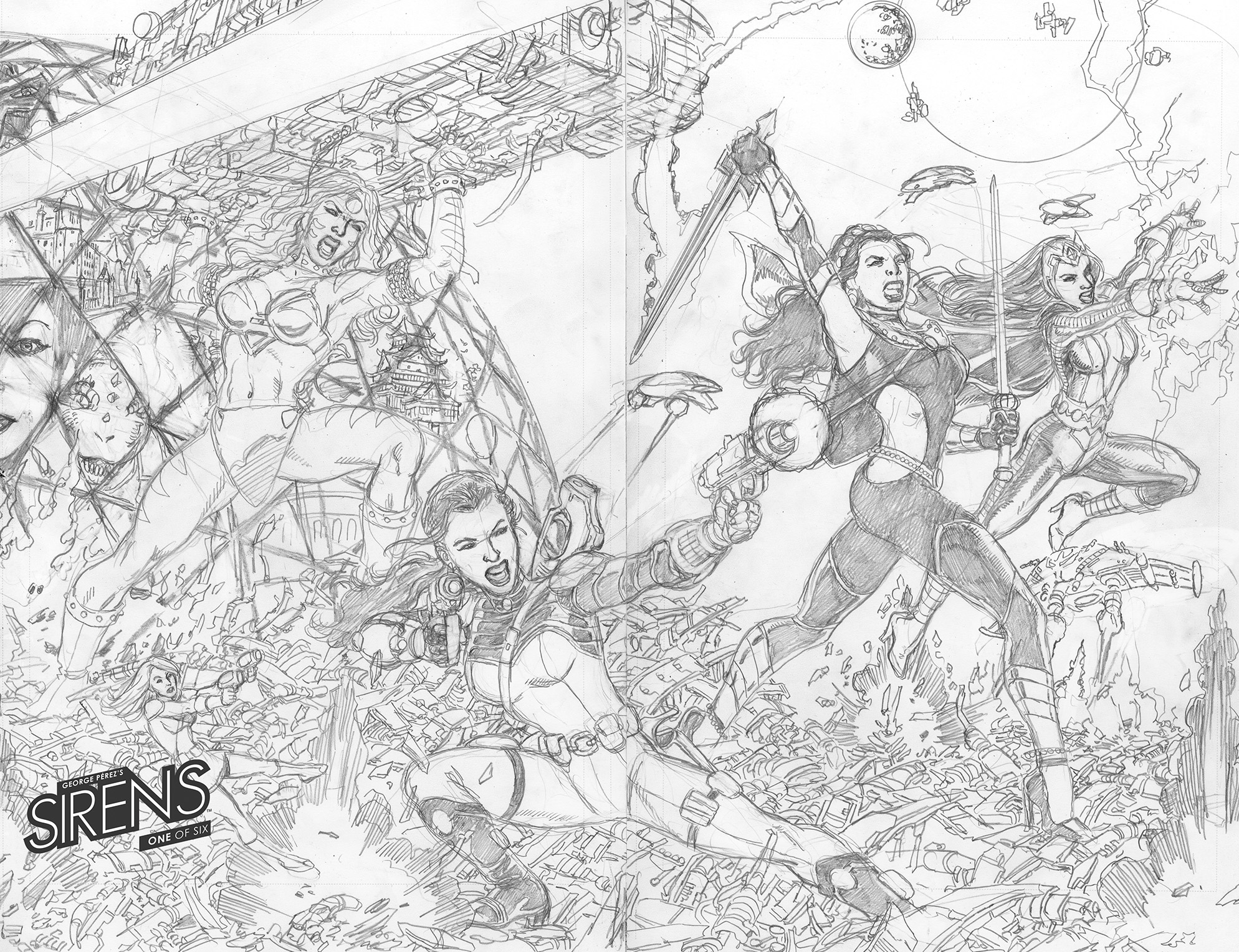 1988x1528 George Sirens - George Perez Drawing