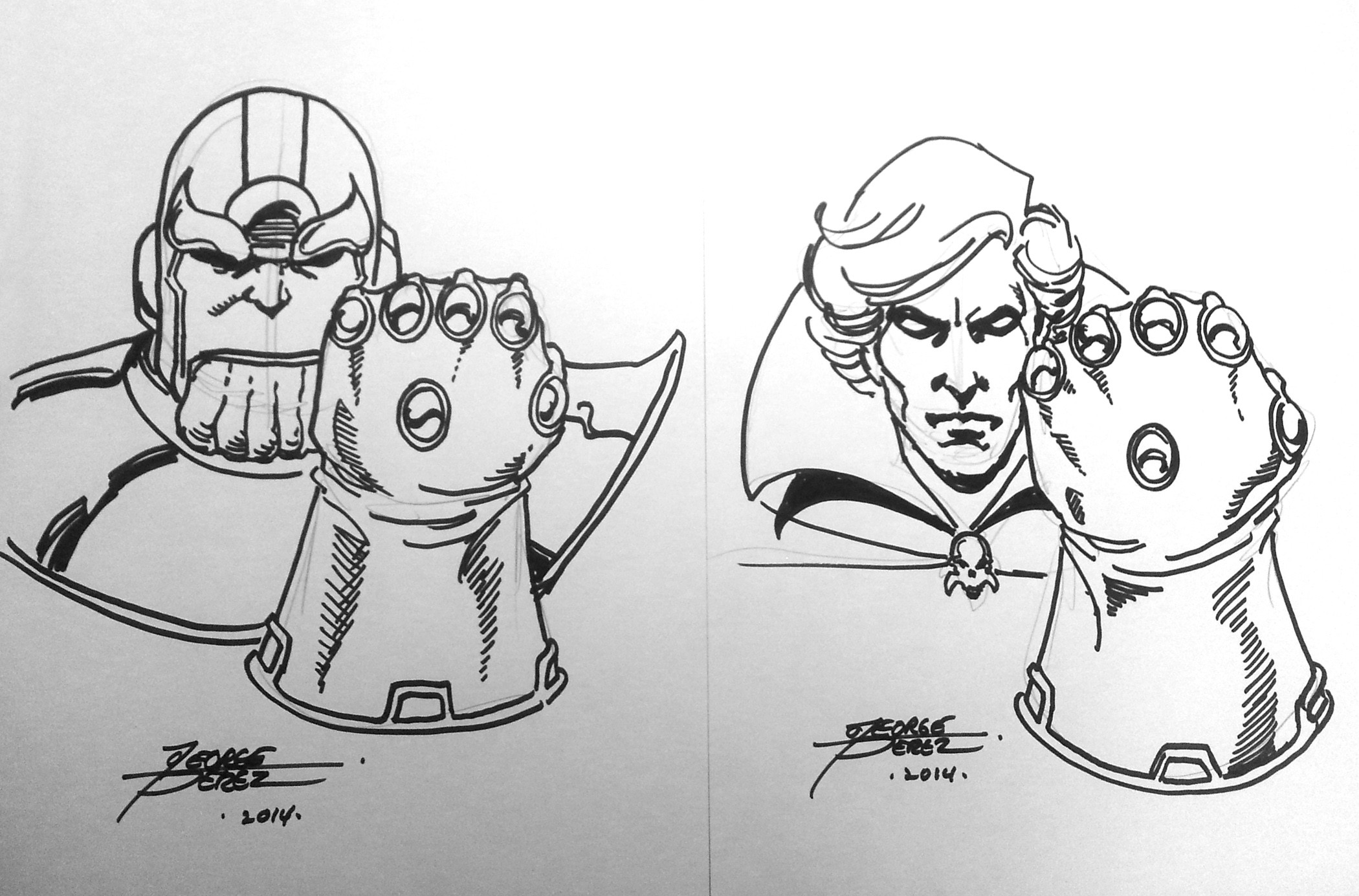2100x1385 thanos and adam warlock - George Perez Drawing