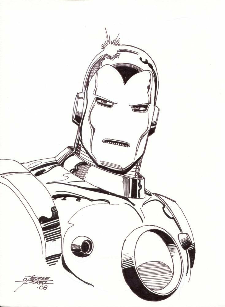 734x1000 The Invincible Iron Man - George Perez Drawing