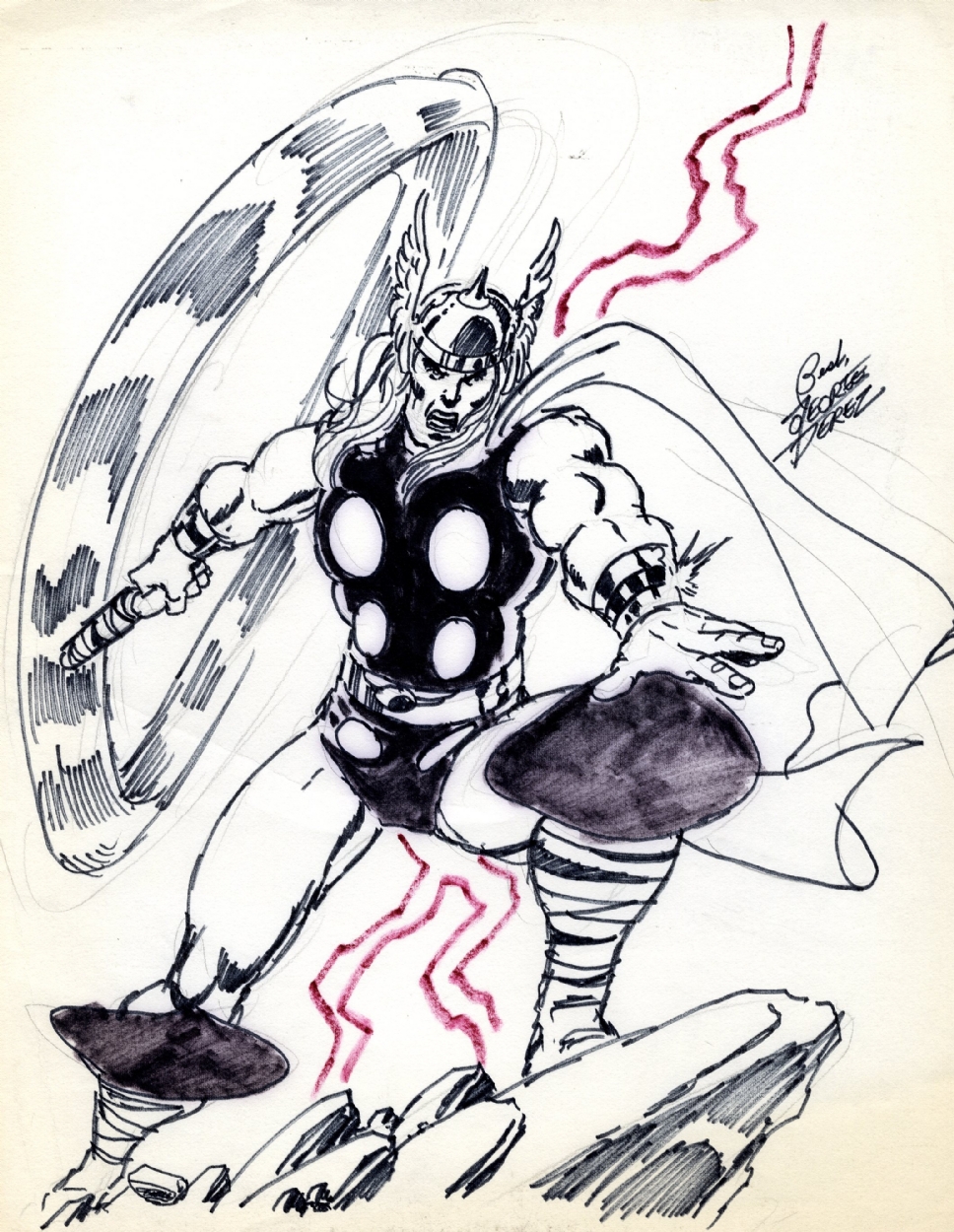 968x1250 Thor - George Perez Drawing