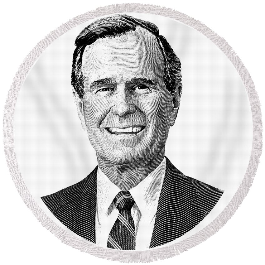850x850 president george h w bush graphic black and white round beach - George W Bush Drawing