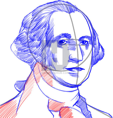 455x472 how to draw george washington, step - George Washington Drawing