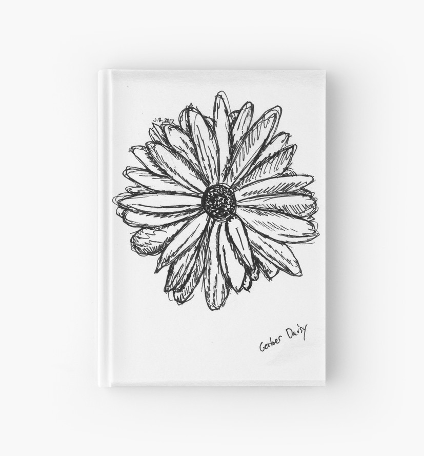 827x889 Gerber Daisy Sketch Hardcover Journals - Gerber Daisy Drawing