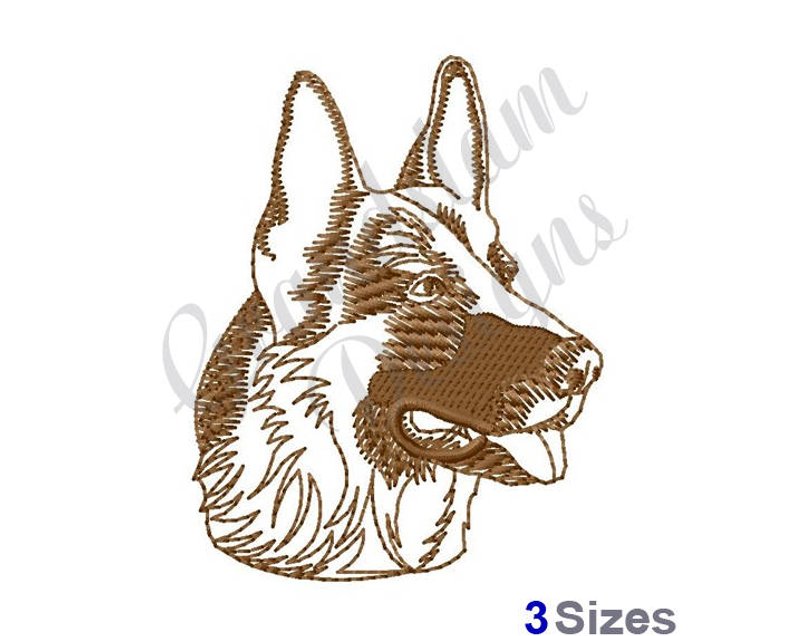 794x636 German Shepherd Head Outline Machine Embroidery Design Etsy - German Shepherd Head Drawing