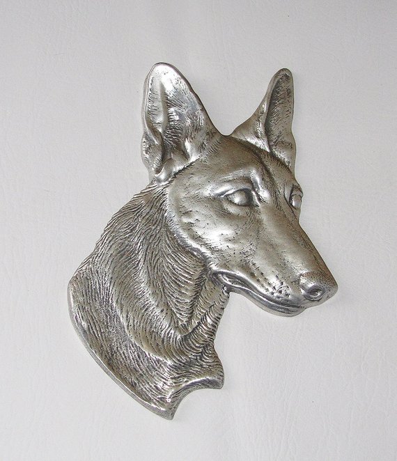 570x662 pewter german shepherd dog wall hanging plaque german etsy - German Shepherd Head Drawing