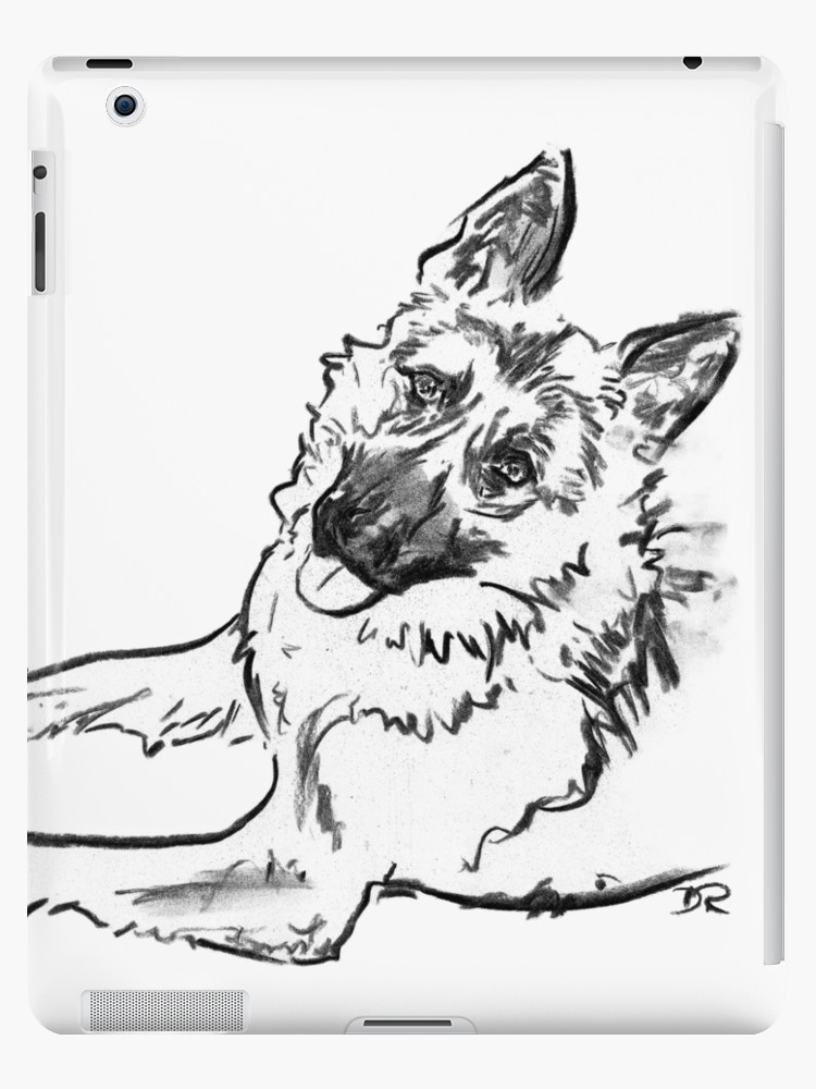 750x1000 German Shepherd Drawing Ipad Cases Skins - German Shepherd Line Drawing