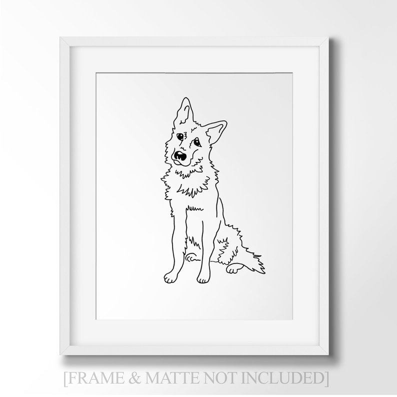 794x794 German Shepherd Line Art For Dog Lovers Minimalist Wall Art Etsy - German Shepherd Line Drawing