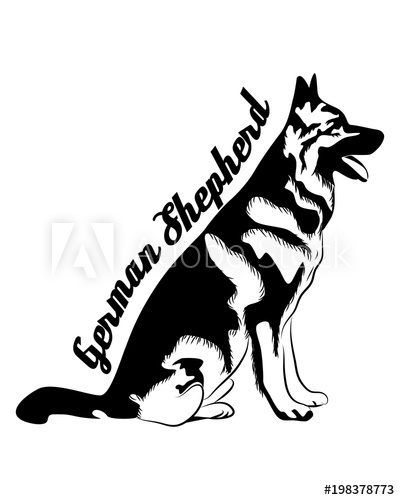 400x500 german shepherd line art, silhouette, tribal typography freehand - German Shepherd Line Drawing