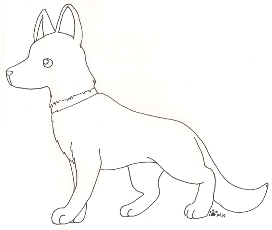 954x805 how to draw a german shepherd free german shepherd dog line art - German Shepherd Line Drawing