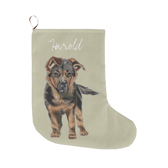 540x540 sweet german shepherd puppy drawing large christmas stocking - German Shepherd Puppy Drawing