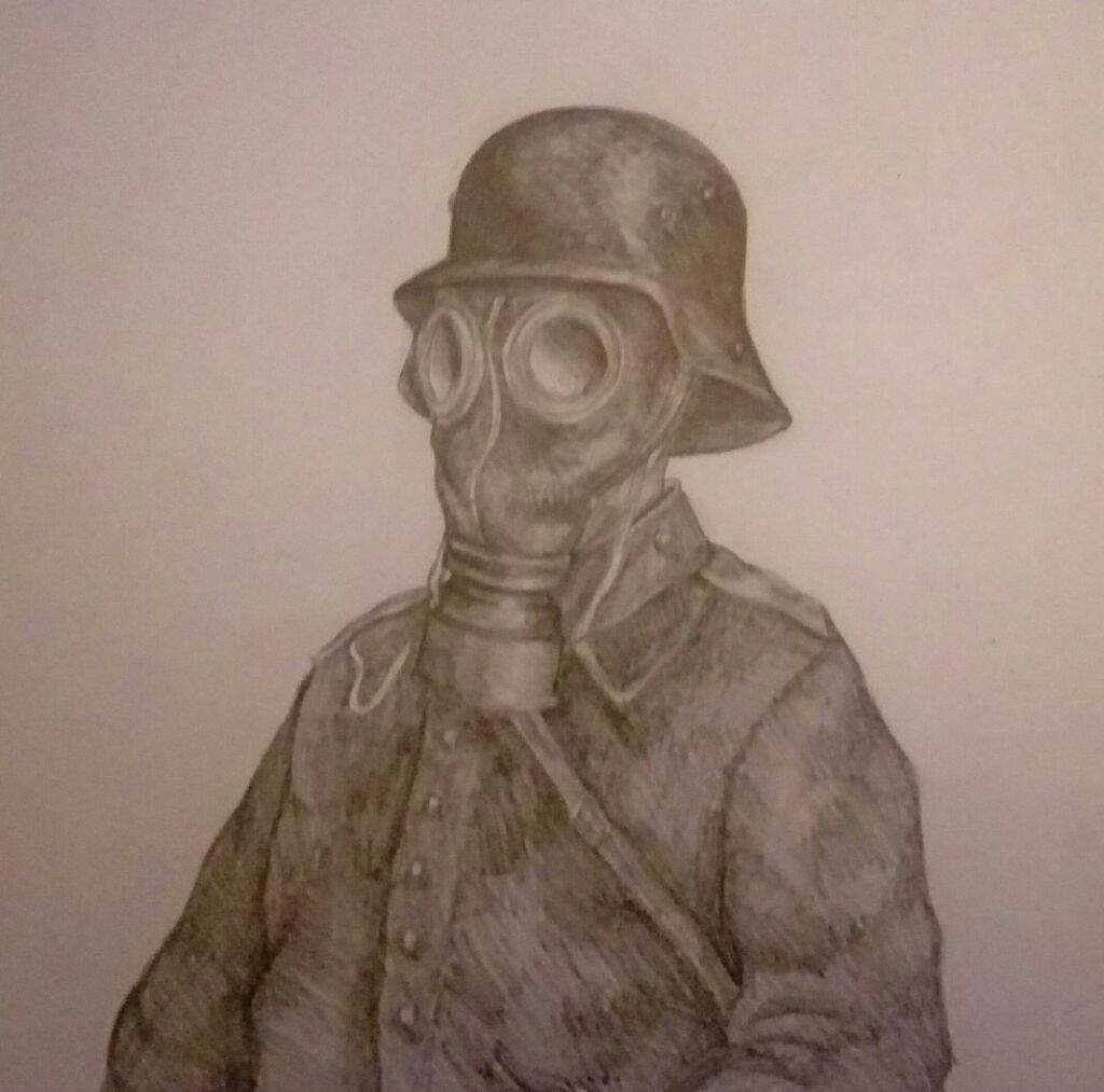 1024x1013 German Soldier With Gas Mask Amino - German Soldier Drawing