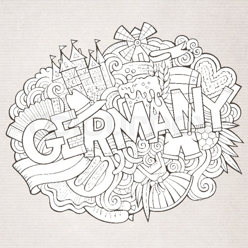 800x800 Cartoon Cute Doodles Hand Drawn Stock Vector Colourbox - Germany Drawing