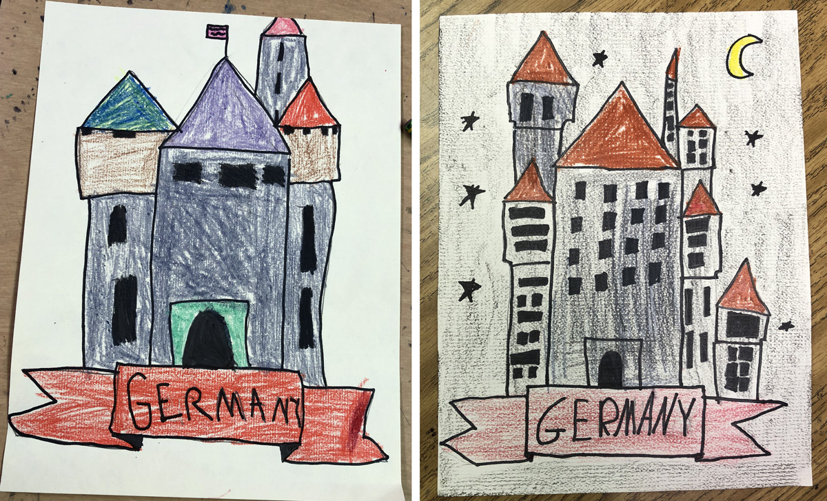 Germany Drawing : Set Of Graphic Sketch Drawing Of European Cityscapes