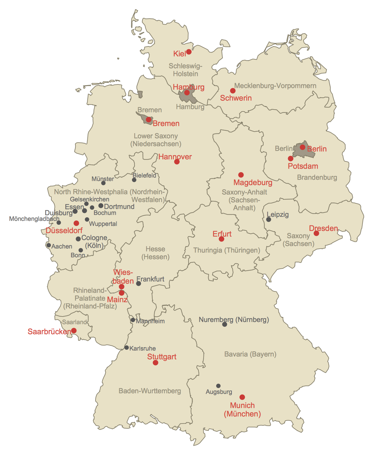 1184x1446 how to create a map of germany using conceptdraw pro germany map - Germany Map Drawing