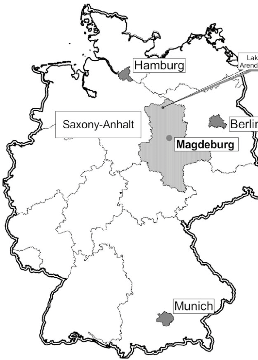 850x1187 Map Of Germany Showing The Location Of Lake Arendsee In The State - Germany Map Drawing