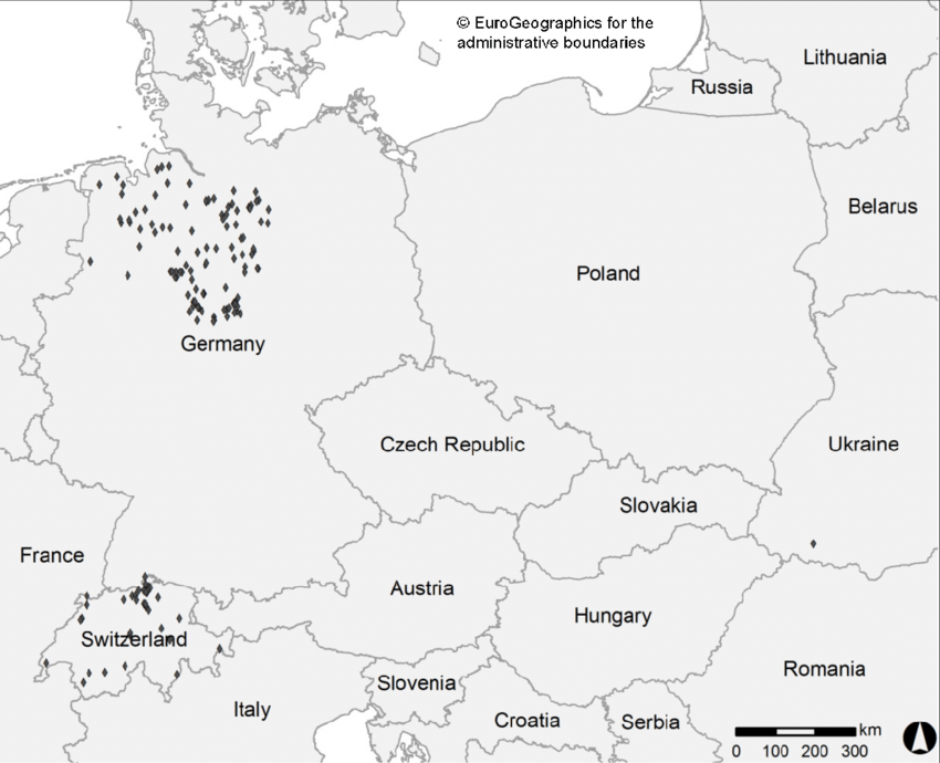 850x690 Map Of The Strict Forest Reserves In Switzerland And Germany - Germany Map Drawing