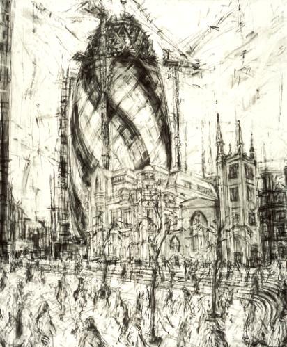 412x499 The Gherkin, St Mary Axe Jeanette Barnes Axisweb Contemporary - Gherkin Drawing