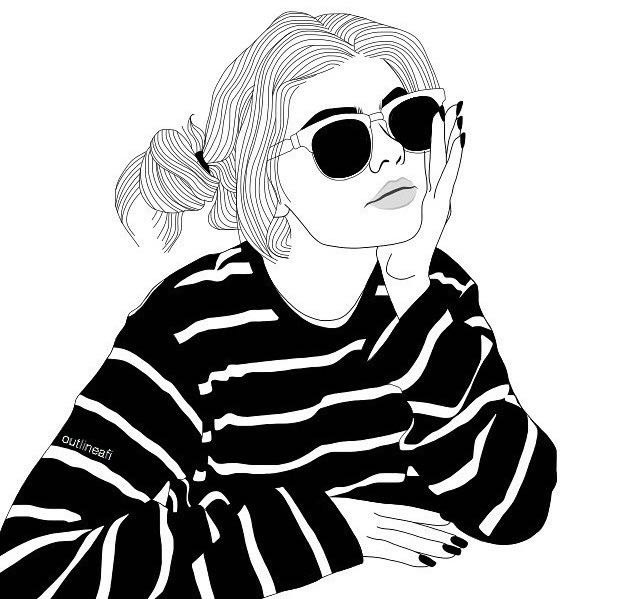 640x599 girl drawing black and white for free download - Ghetto Girl Drawing