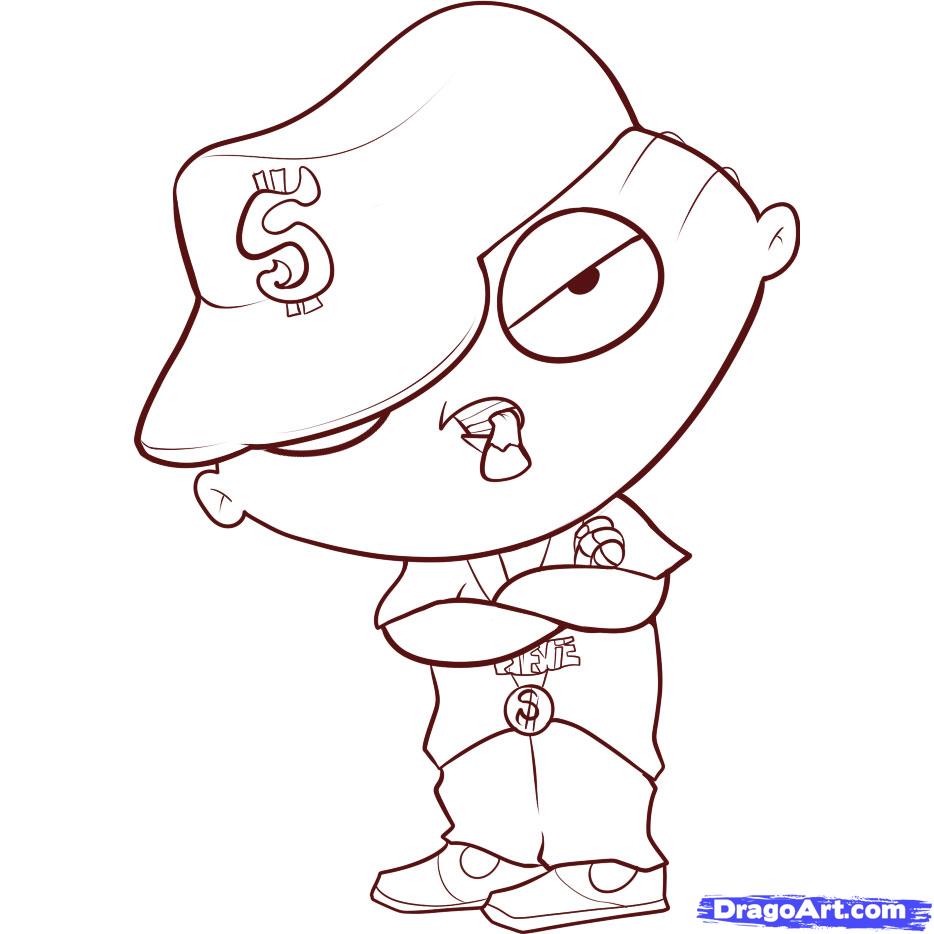 934x934 Draw Gangster Stewie, Step - Ghetto Spongebob Drawing