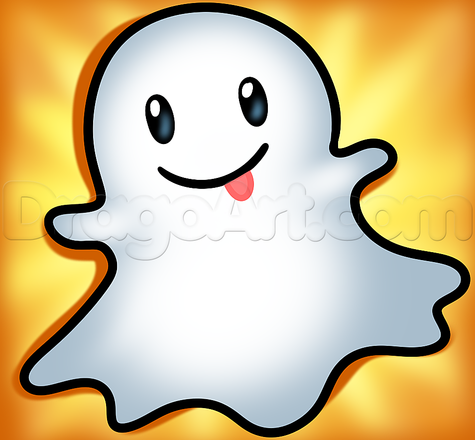 954x883 How To Draw The Snapchat Ghost, Step - Ghost Cartoon Drawing