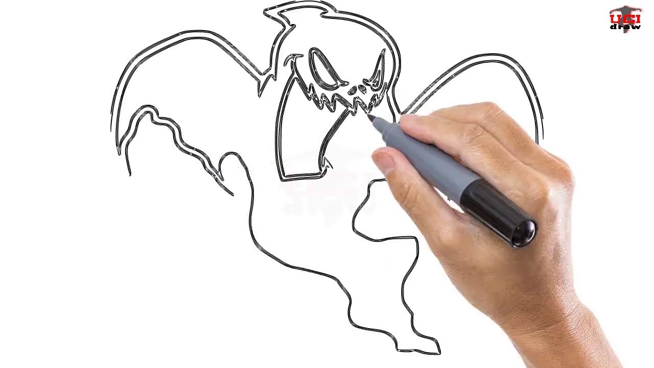 1280x720 How To Draw A Ghost Easy Step - Ghost Drawing