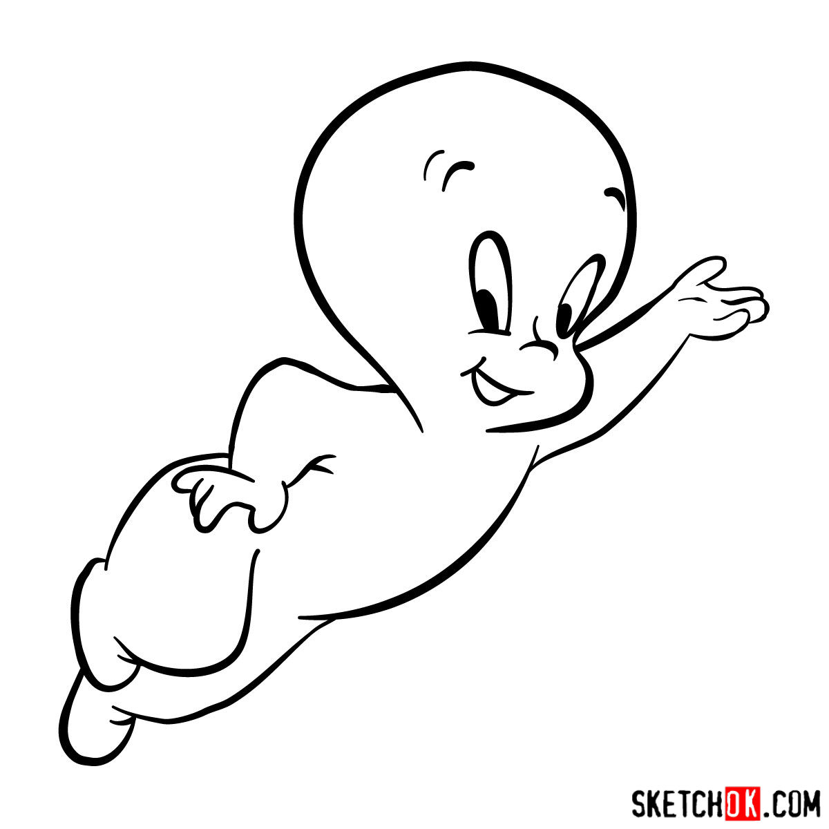 1200x1200 How To Draw Casper The Friendly Ghost - Ghost Drawing