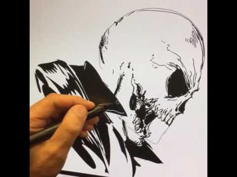480x360 Live Drawing Of Ghost Rider - Ghost Drawing
