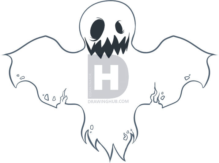 715x532 How To Draw Ghosts, Step - Ghost Drawing Easy