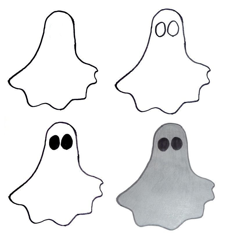 778x822 Halloween Ghost Drawing Images For Kids Entertainmentmesh - Ghost Drawing For Kids