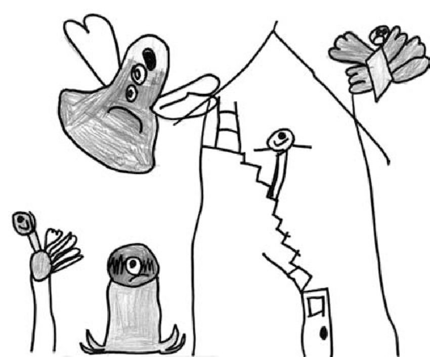 850x705 A Contemporary Child's Drawing Of A Haunted House Depicting - Ghost Drawing Images