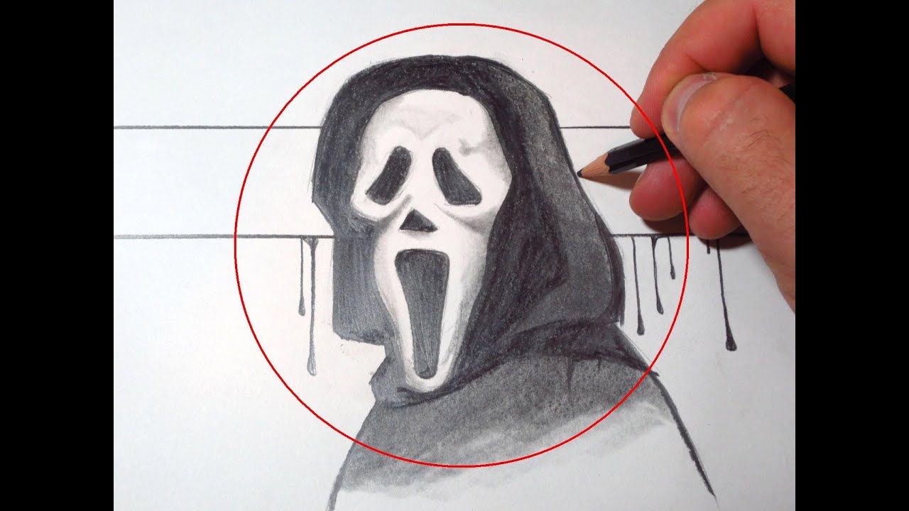 1280x720 How To Draw Scream Mask - Ghost Face Drawing