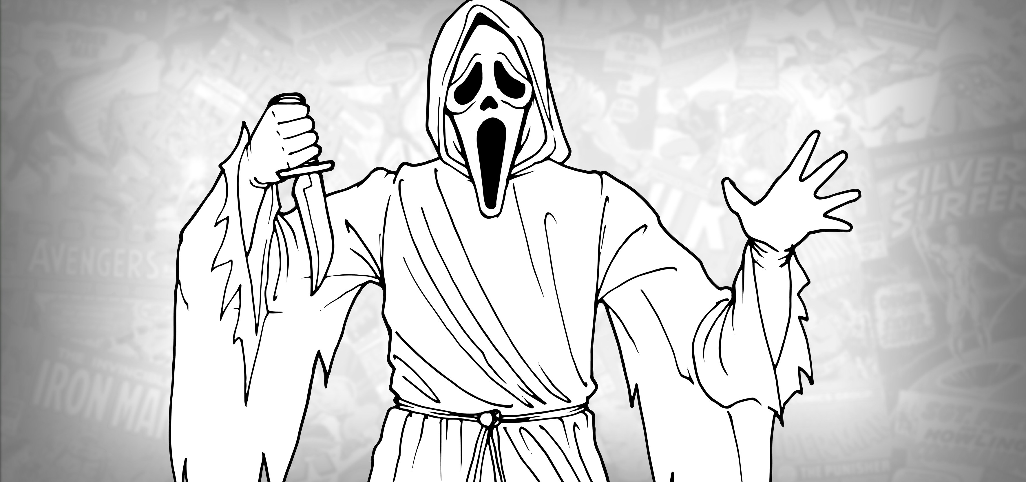 How To Draw Ghostface - Ghost Face Drawing. 