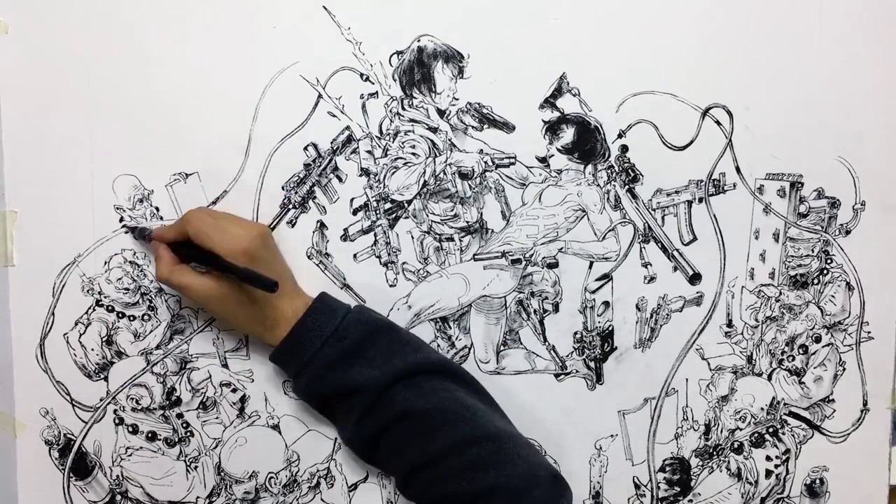 1280x720 Ghost In The Shell Timelapse - Ghost In The Shell Drawing
