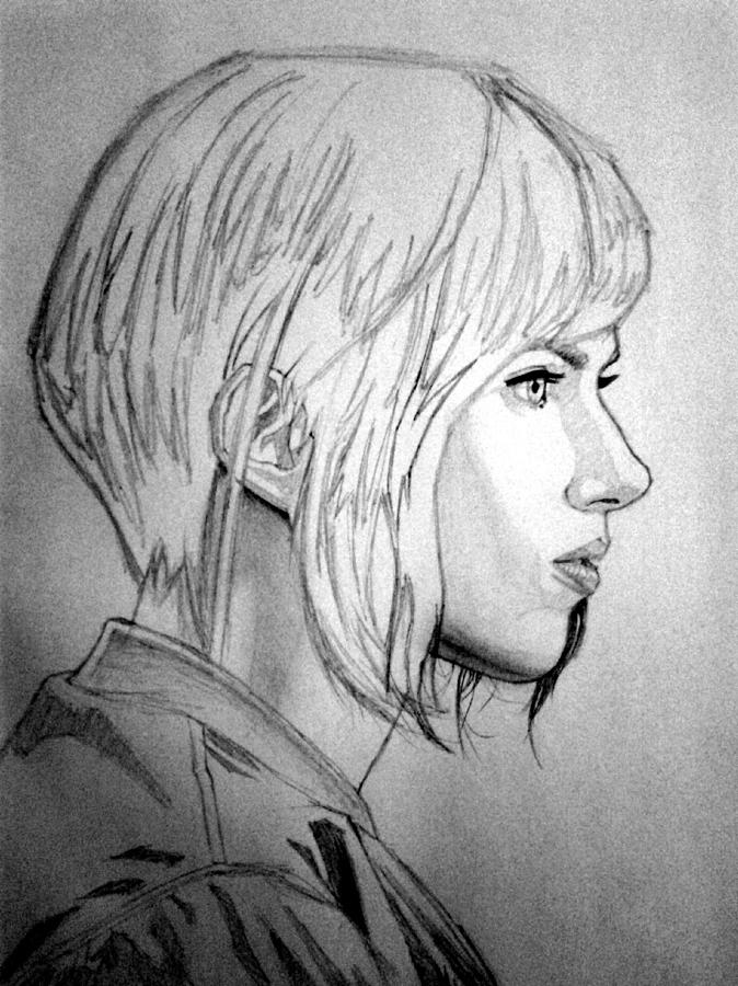 674x900 Scarlett Johansson As Major From Ghost In The Shell Drawing - Ghost In The Shell Drawing