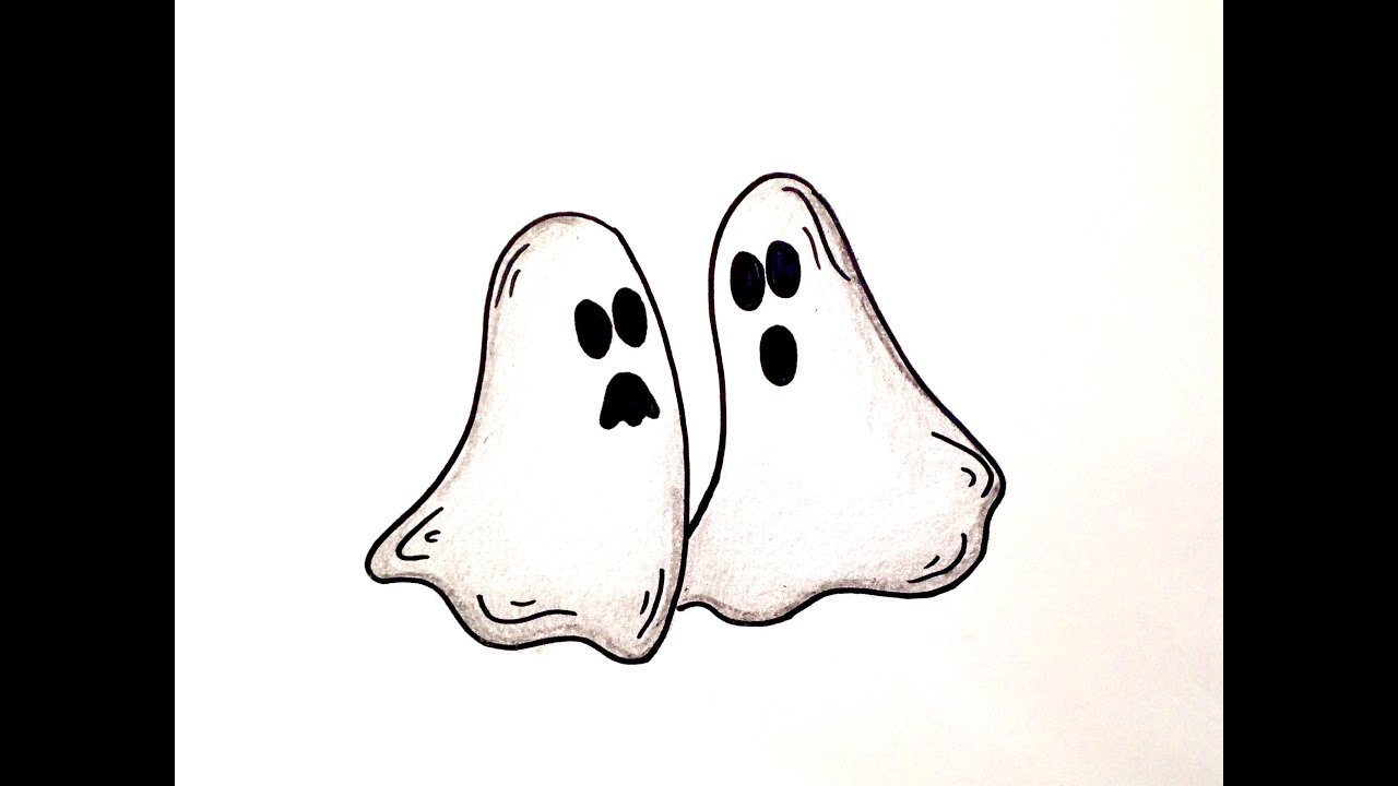 1280x720 Drawing Lesson How To Draw Halloween Ghosts - Ghost Line Drawing