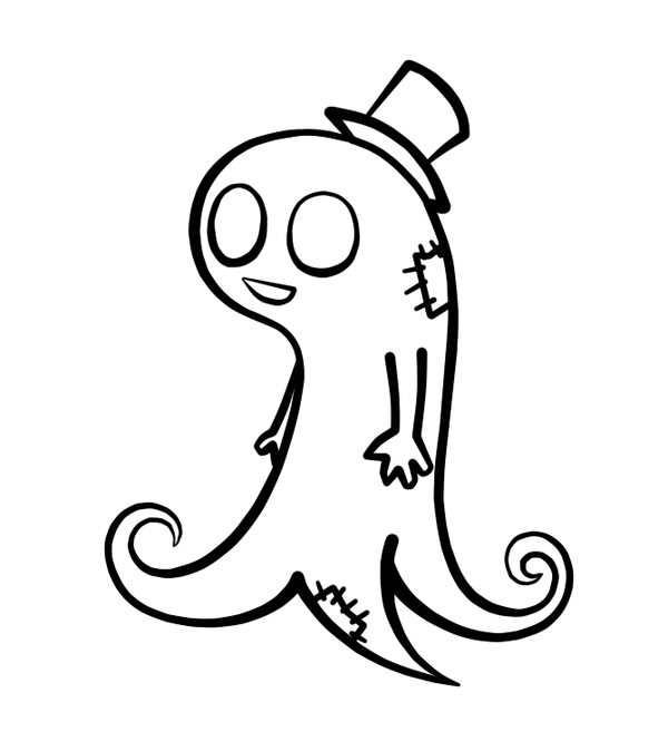 600x674 Ghost Lineart For Free Download - Ghost Line Drawing