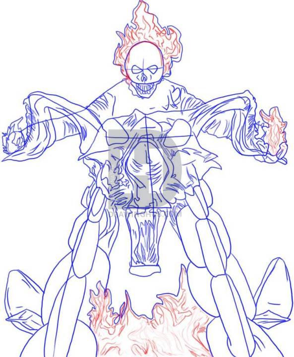 593x720 How To Draw Ghost Rider, Step - Ghost Outline Drawing