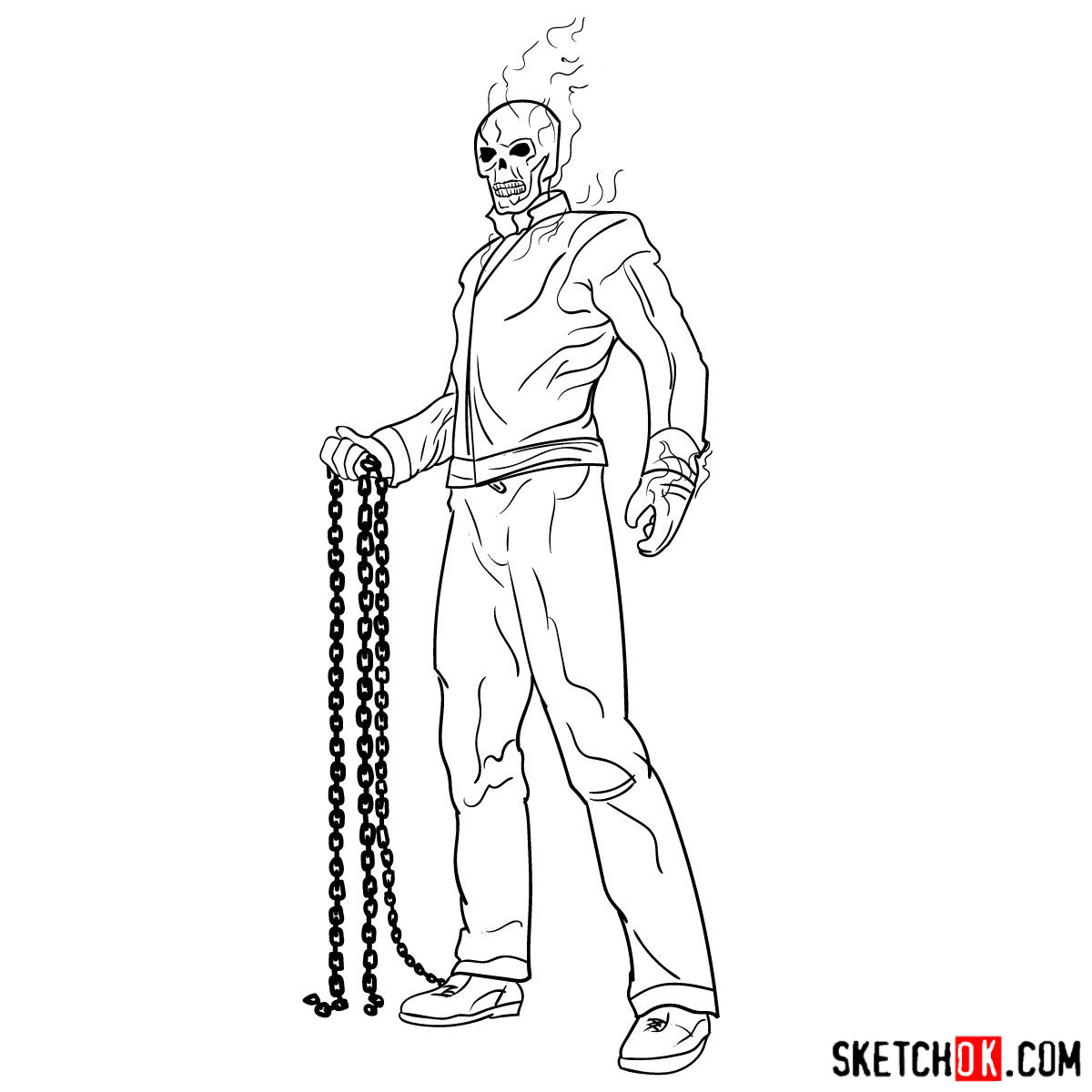 1200x1200 How To Draw Ghost Rider With A Hellfire Chain - Ghost Rider Drawing